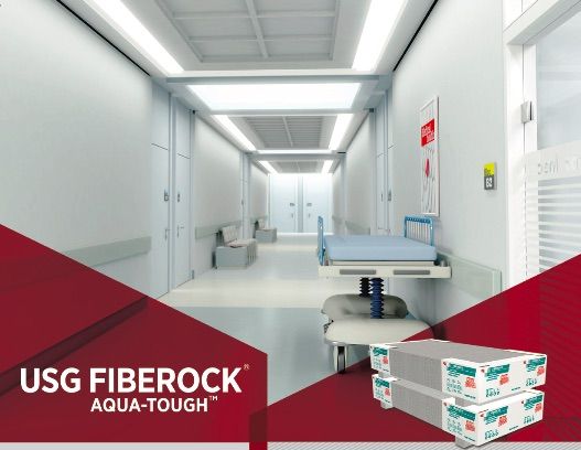 Placa USG Fiberock Aqua-Tough para tabiques acústicos de alta exigencia